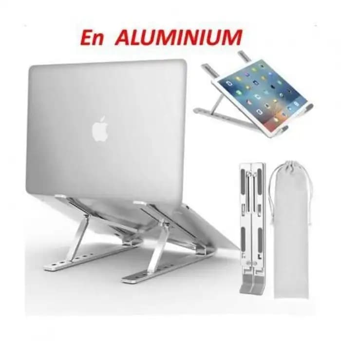 Support PC Portable et Tablette Réglable en Aluminium - Pliable 7 Niveaux