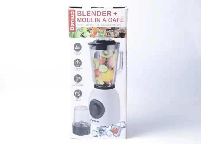 Pack Duo Blender Denwa 500W - Bol en Verre 1.5L + Moulin à Épices & Café