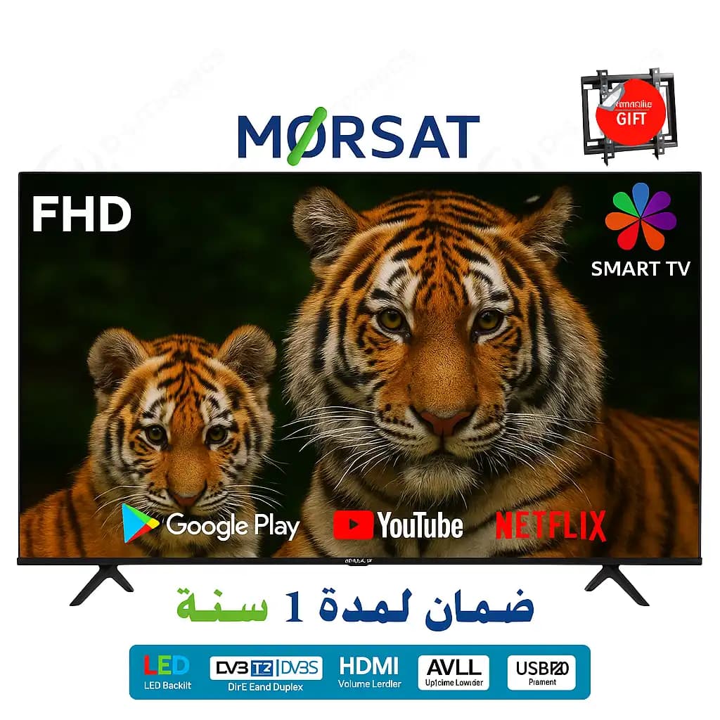 Smart TV 32"  Morsat - Android 14 - Full HD - Récepteur TNT - 2 Télécommandes