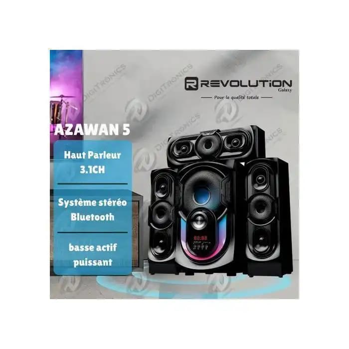 REVOLUTION Haut-parleur 3.1CH Bluetooth avec caisson de basse, USB & FM, AZAWAN 5