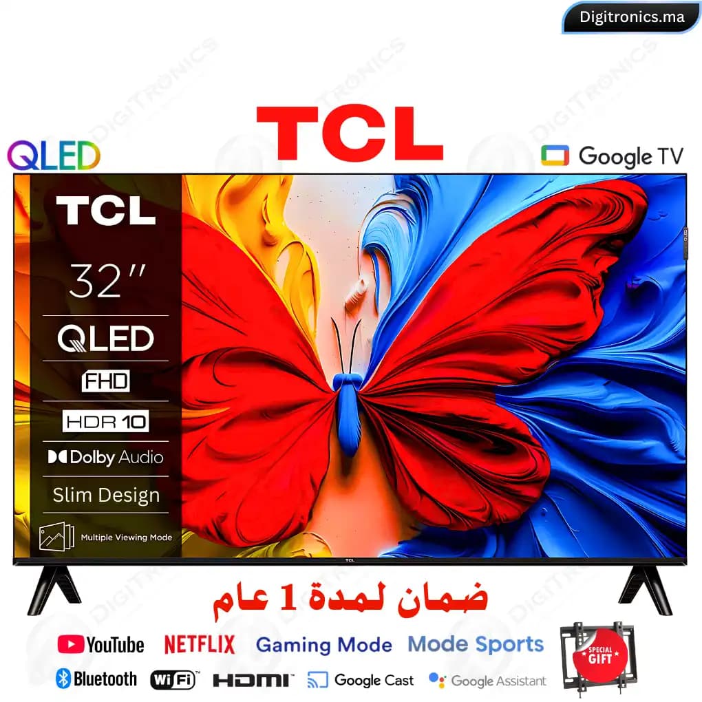 32 QLED Full HD Smart Google TV, Dolby Audio, Design sans bordure + Support Gratuit, 32S5K