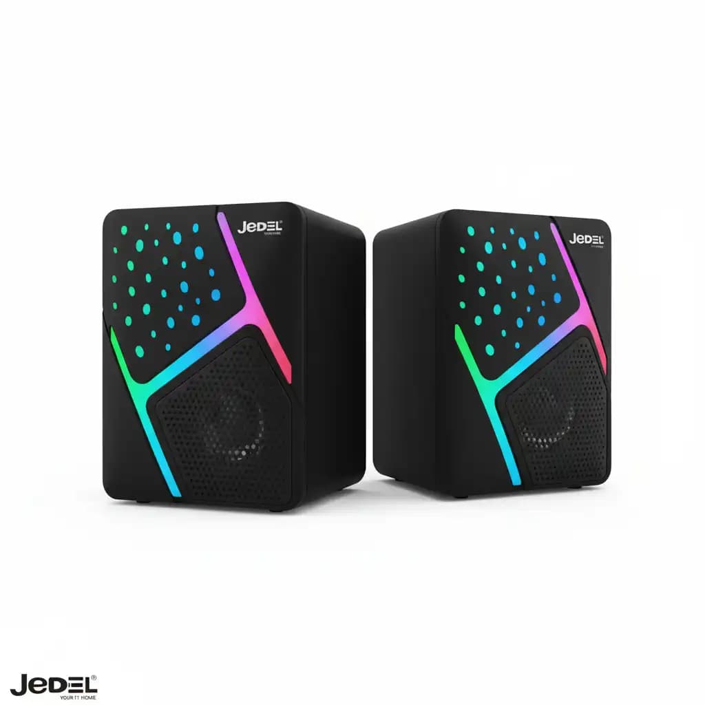 Haut-parleurs PC Gaming JEDEL RGB - 2.0 Multimedia - 2x3W - USB