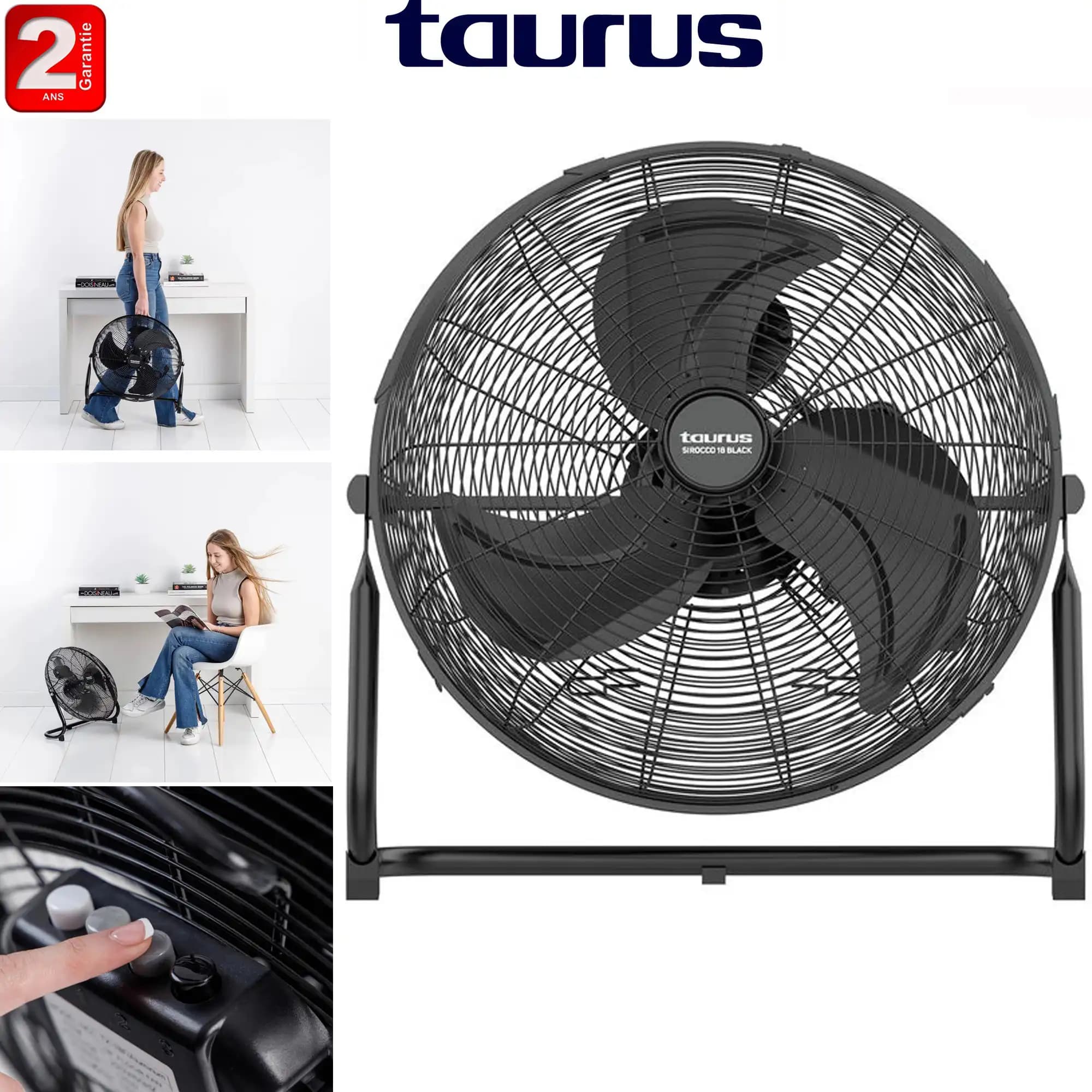 Sirocco 18 Ventilateurs BLACK Haute vitesse et Résistant 3 vitesses-2 ans de  garantie