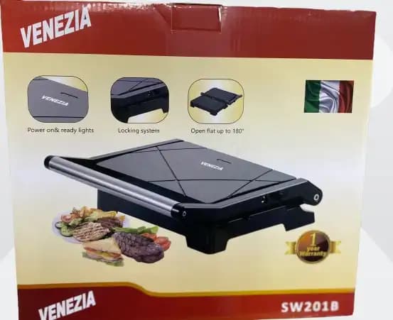 Grill Électrique Venizea SW201B – Presse Panini & Sandwich – 1000W – Noir