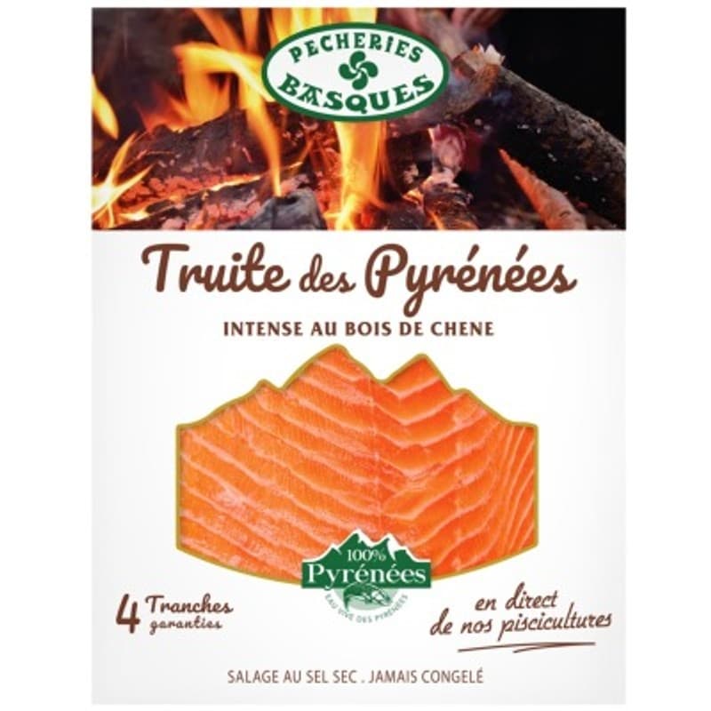 Pêcheries Basques Truite des Pyrénées fumée 4 tranches 120g