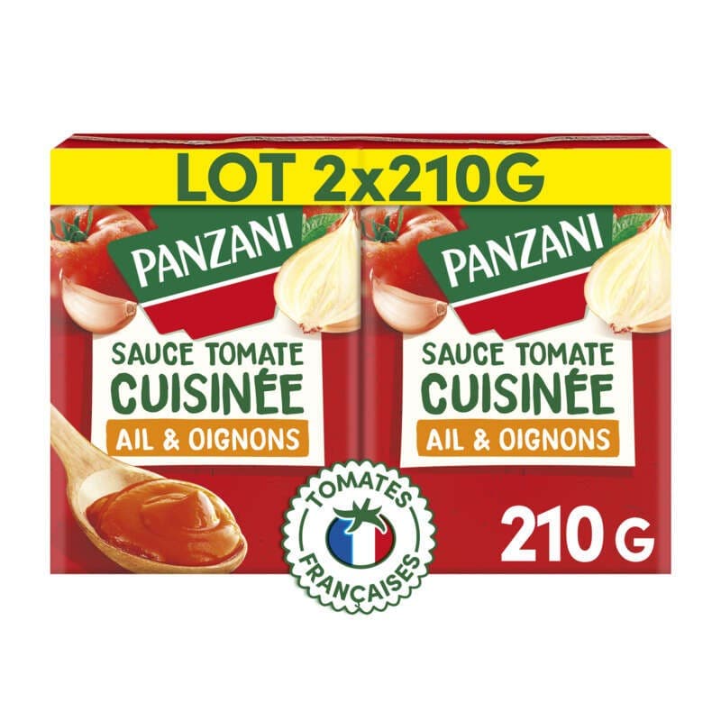 Panzani Sauce Tomate Cuisinée Ail & Oignons Brique 2x210g