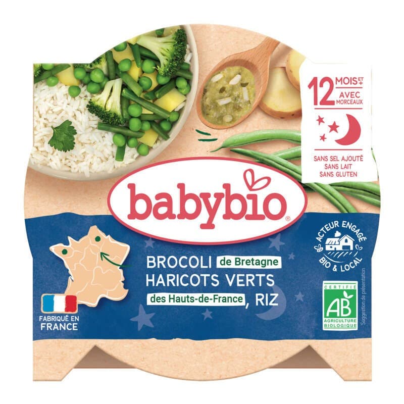 [Par Naturalia] Babybio Assiette Légumes Verts Et Riz 12M Bio 230g