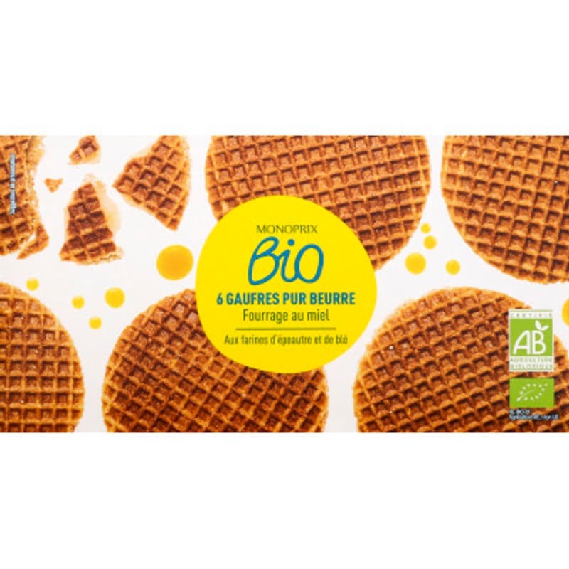 Monoprix Bio Gaufres Fourrage Au Miel 175g