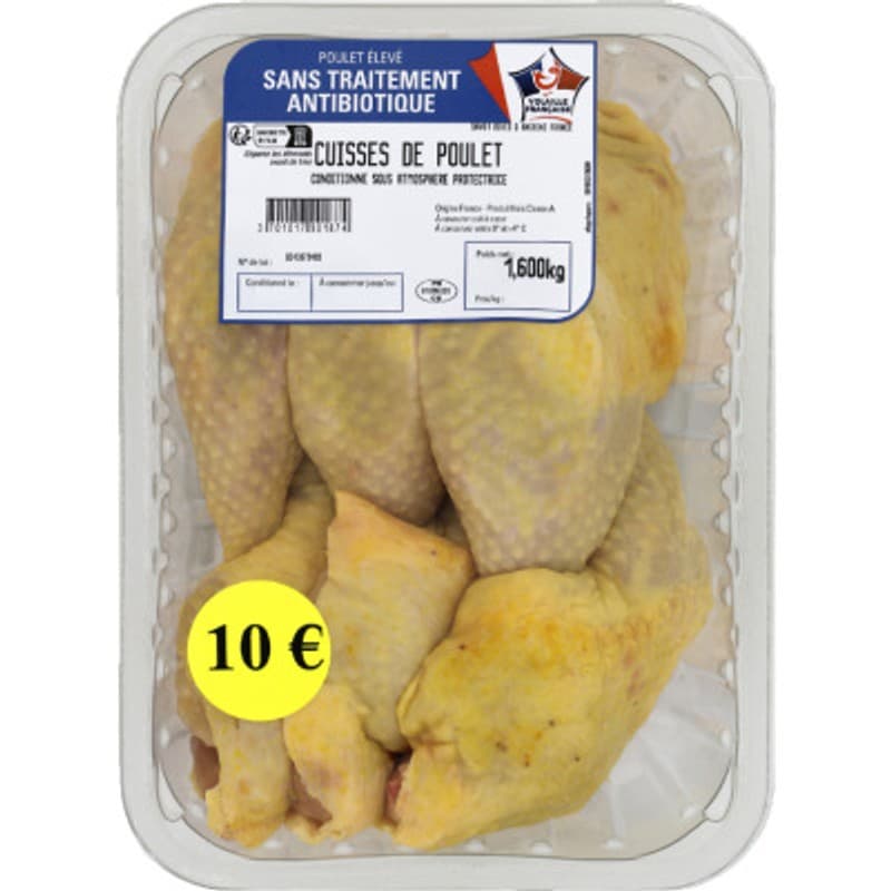 Premier Prix Cuisse De Poulet Blanc Certifié Sans Antibiotique 1,6kg