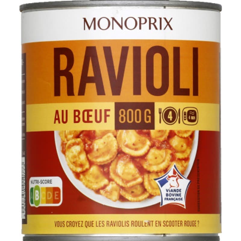Monoprix Ravioli pur bœuf à la sauce Italienne 800g
