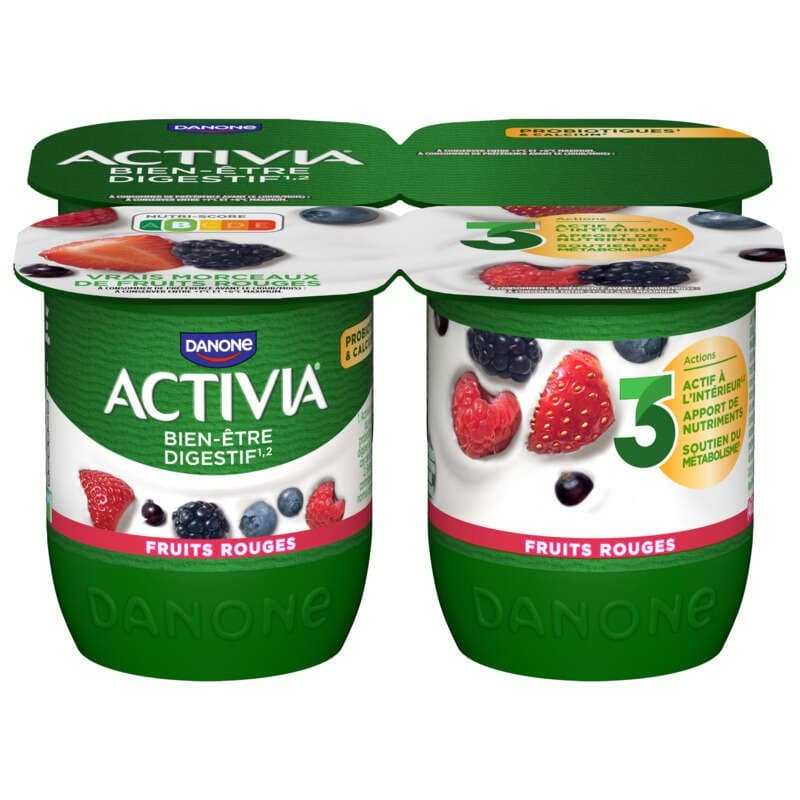 Activia Yaourt aux fruits mûre-framboise bifidus 4x125g