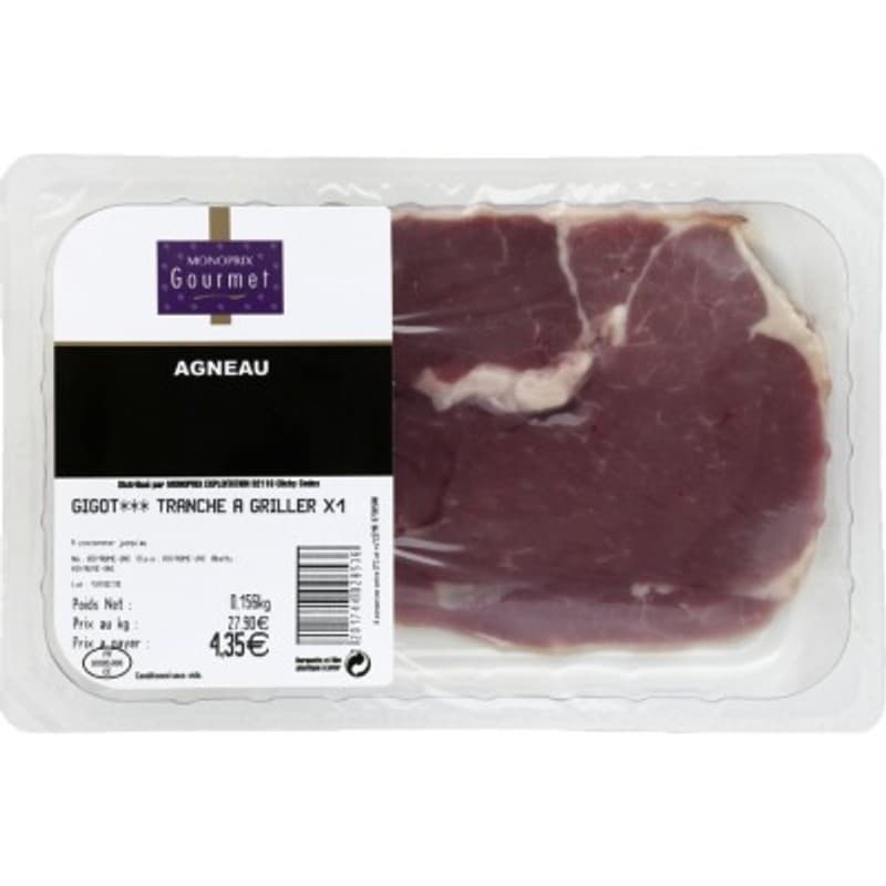 Monoprix Gourmet Tranche de Gigot d'agneau 170g