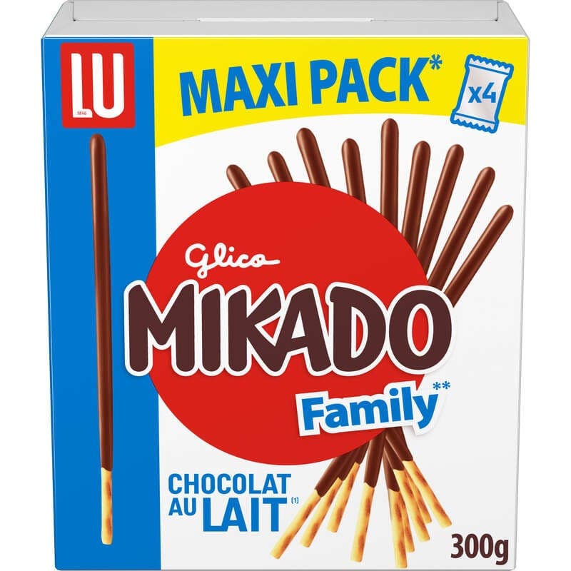 Lu Mikado Biscuits nappés au Chocolat au Lait 300g