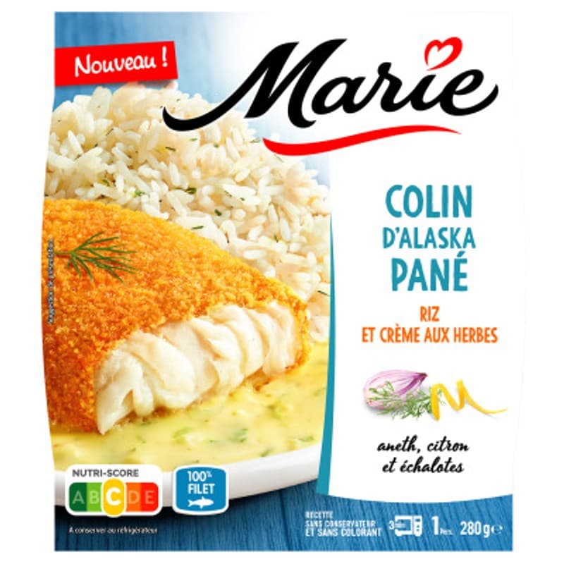 Marie Colin d'alaska pané riz et crème aux herbes 280g