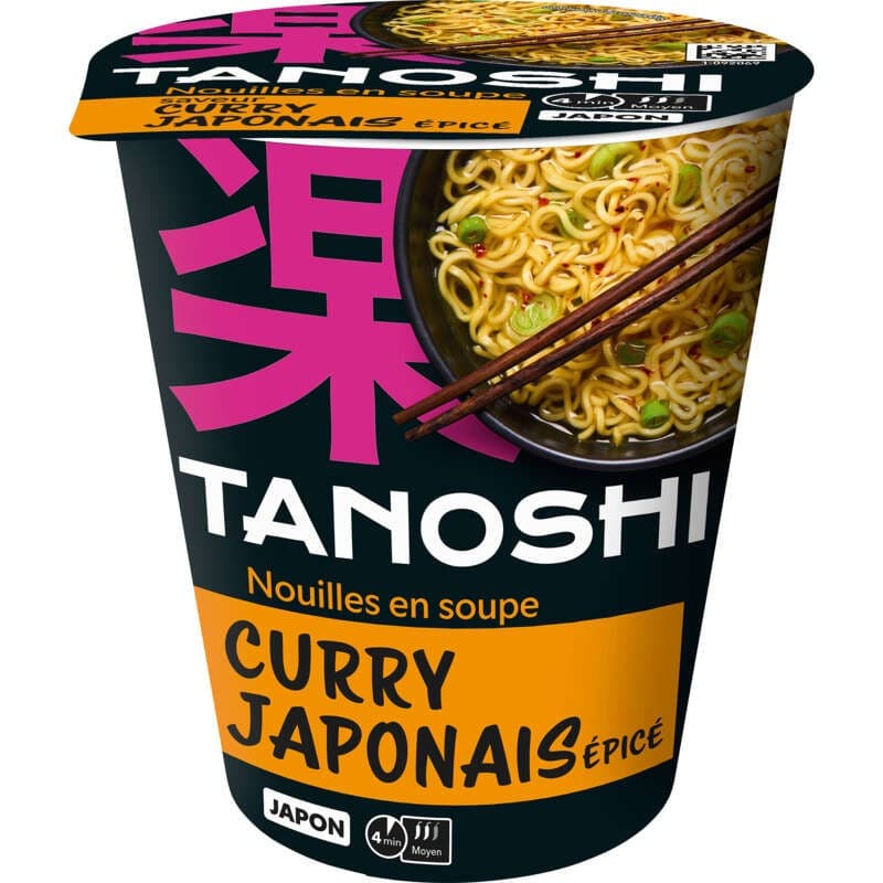 Tanoshi Japon Nouilles Japonaises Saveur Curry Japonais Epicé 65g