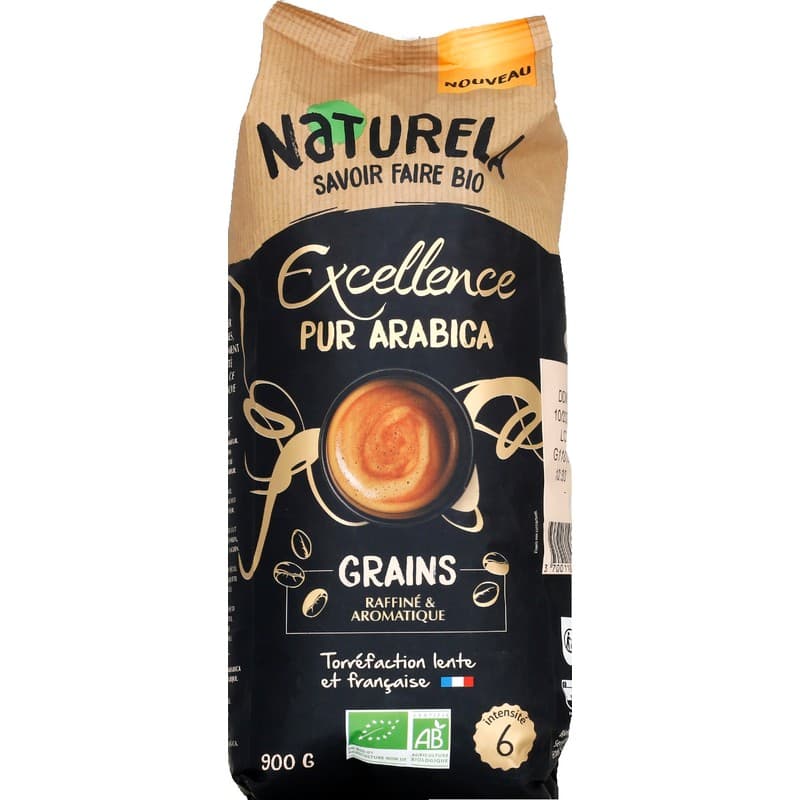 Naturela Excellence Café en grains pur arabica Bio 900g