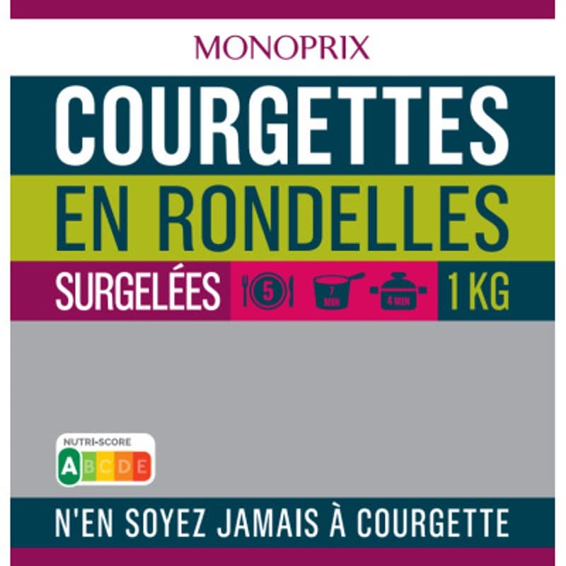 Monoprix Courgettes en rondelles surgelées 1kg