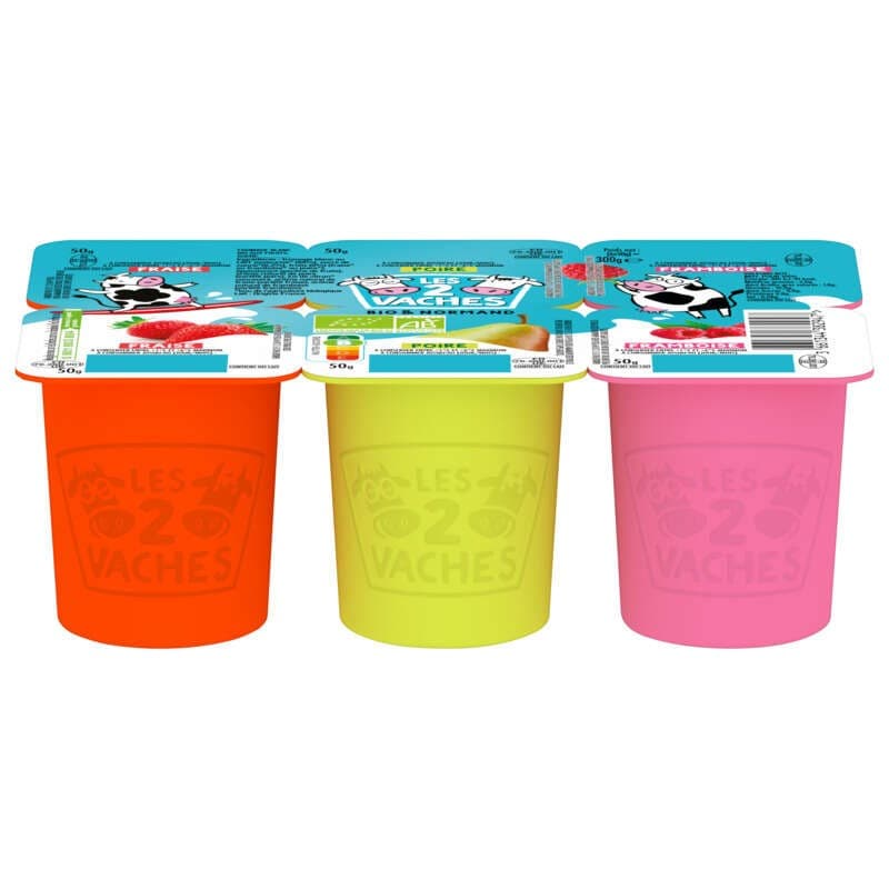 Les 2 Vaches Petits Suisses Aux Fruits Bio 6x50g