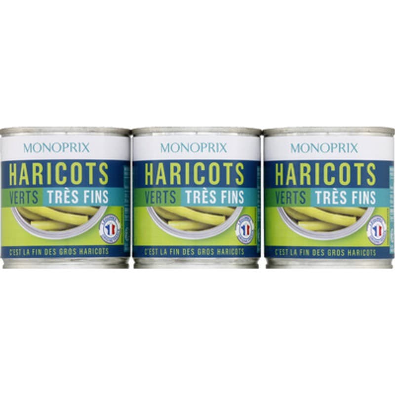 Monoprix Haricots Verts très fins coupés 3x110g