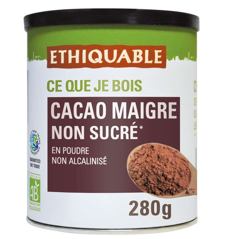 Ethiquable Cacao maigre non sucré Bio 280g