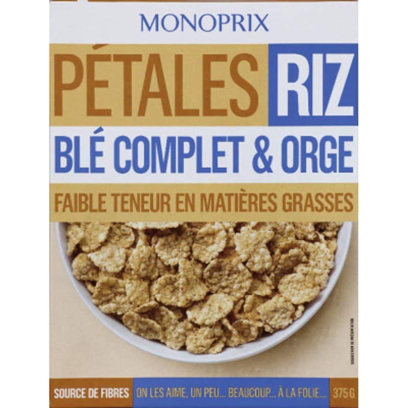 Monoprix Pétales De Riz, Blé Complet & Orge 375g