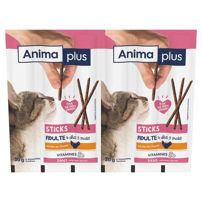 Anima Plus Sticks poulet pour Chat adulte 6x5g