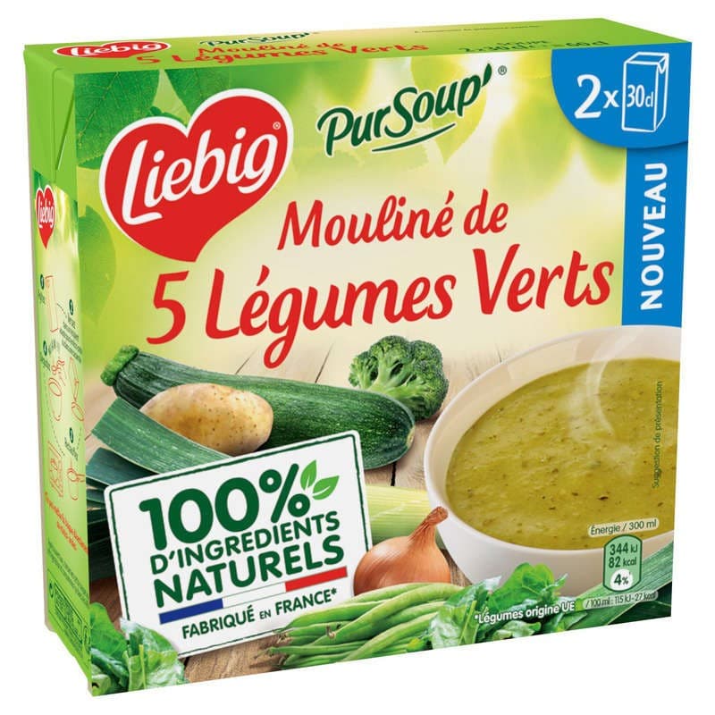 Liebig Soupe mouliné de 5 légumes verts 2x30cl
