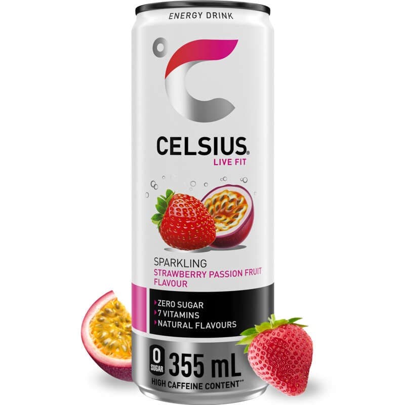 Celsius Boisson énergisante fraise fruit de la passion core sleek 35.5cl