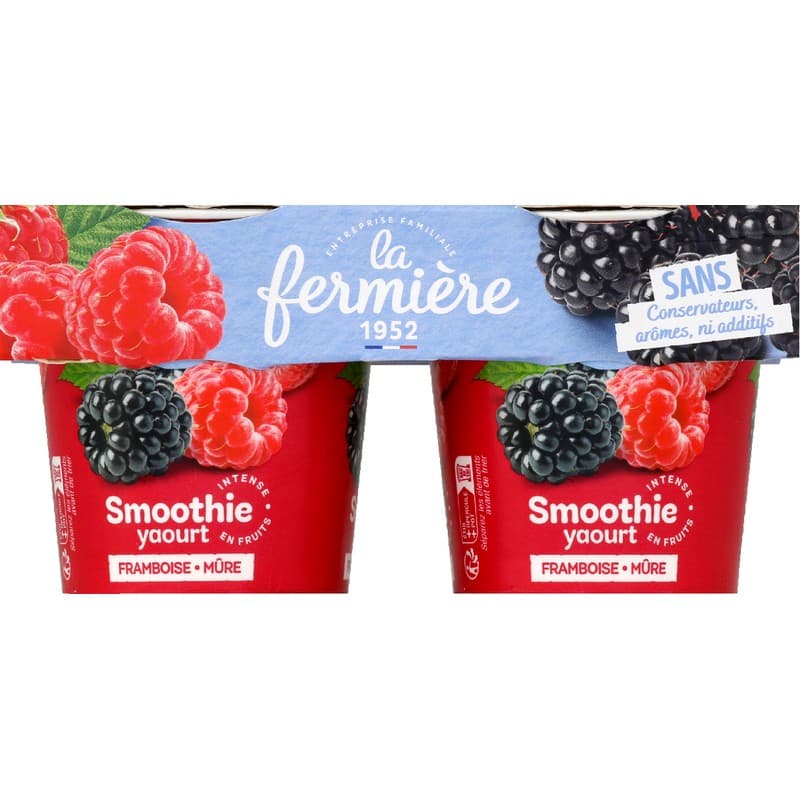 La Fermière Yaourt Smoothie Framboise Mûre 2x140g