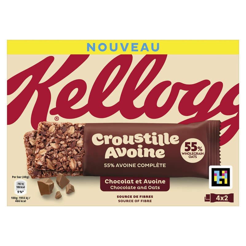 Kellogg's Barres Céréales Croustille Avoine Chocolat 4x40g