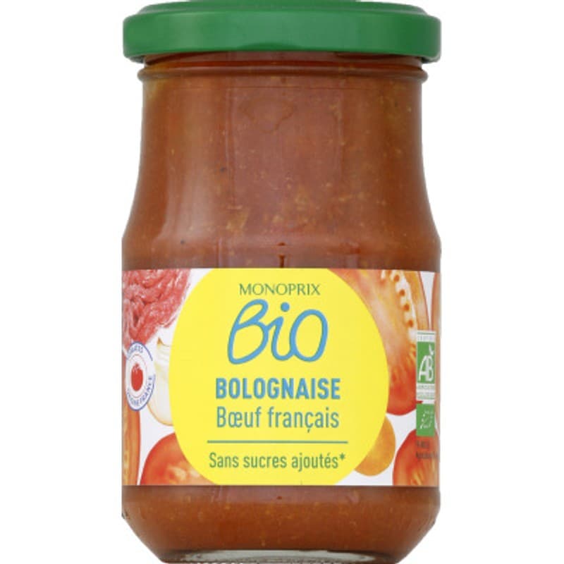 Monoprix Bio Sauce bolognaise bœuf français sans sucres ajoutés 200g