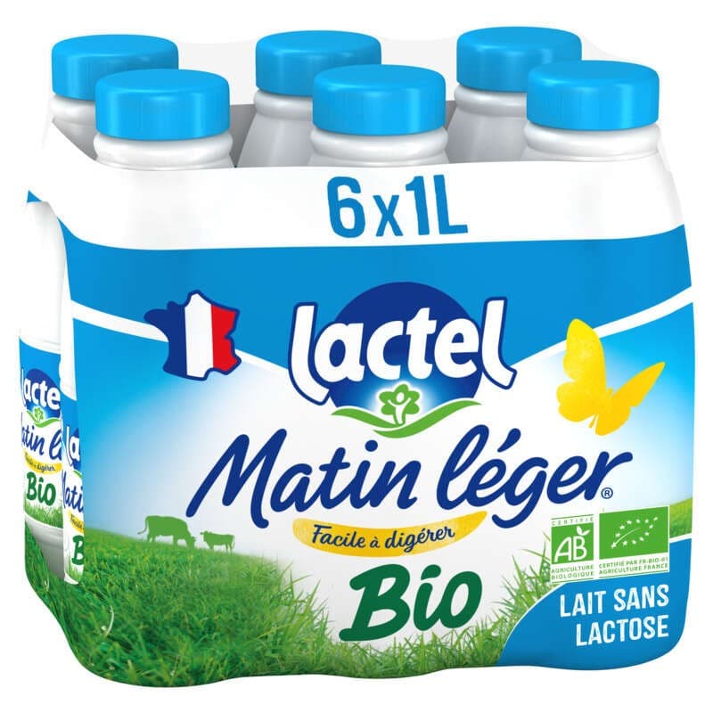 Matin Leger Lait Sans Lactose Bio 6x1L