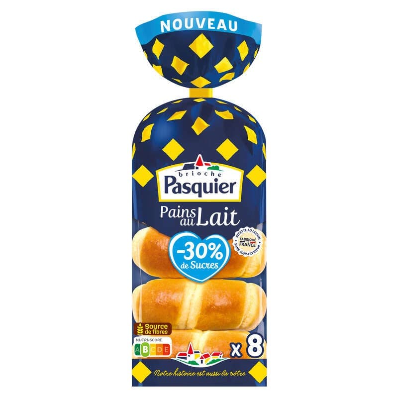 Brioche Pasquier Pains au lait -30% de sucre x8 - 280g