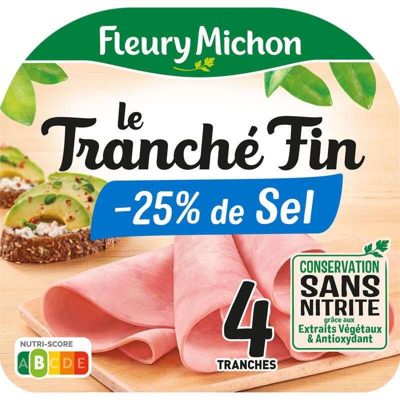 Fleury Michon Le Tranché Fin Jambon Dégustation -25% De Sel x4