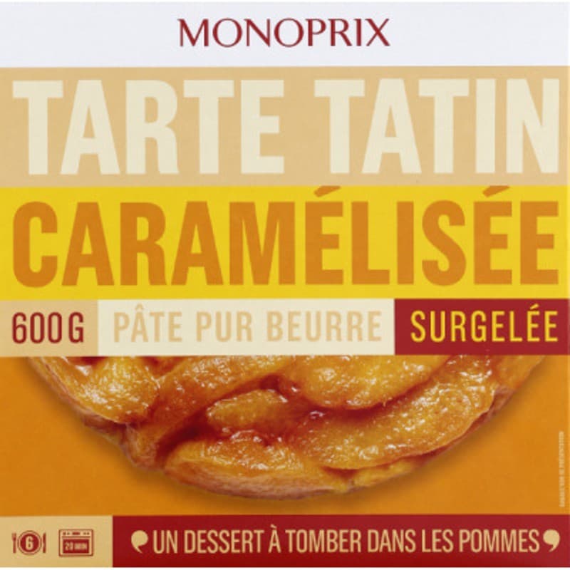 Monoprix Tarte Tatin Caramélisée Pâte Pur Beurre Surgelée 600g