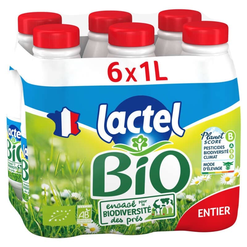 Lactel Lait Entier Bio 6x1L