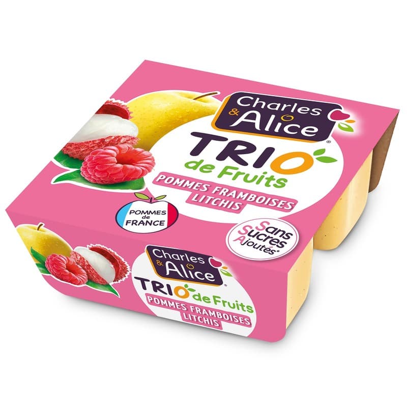 Charles & Alice Trio Pommes Framboises & Litchi 4x100g