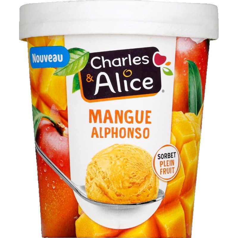 Charles & Alice Sorbet mangue plein Fruit 450ml