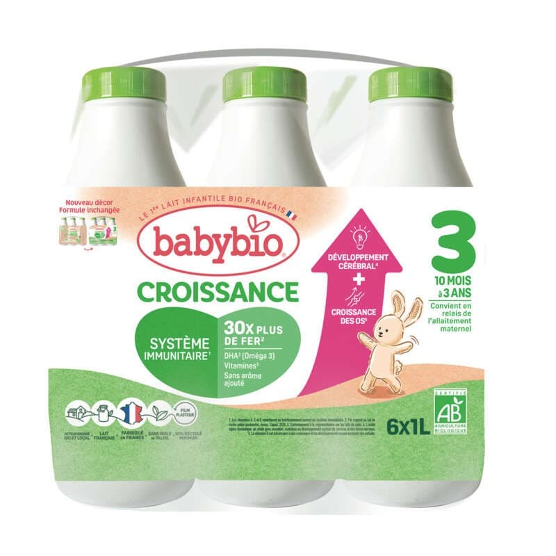 [Par Naturalia] Babybio BB Croissance Lait Liquide dès 10 mois 6x1L