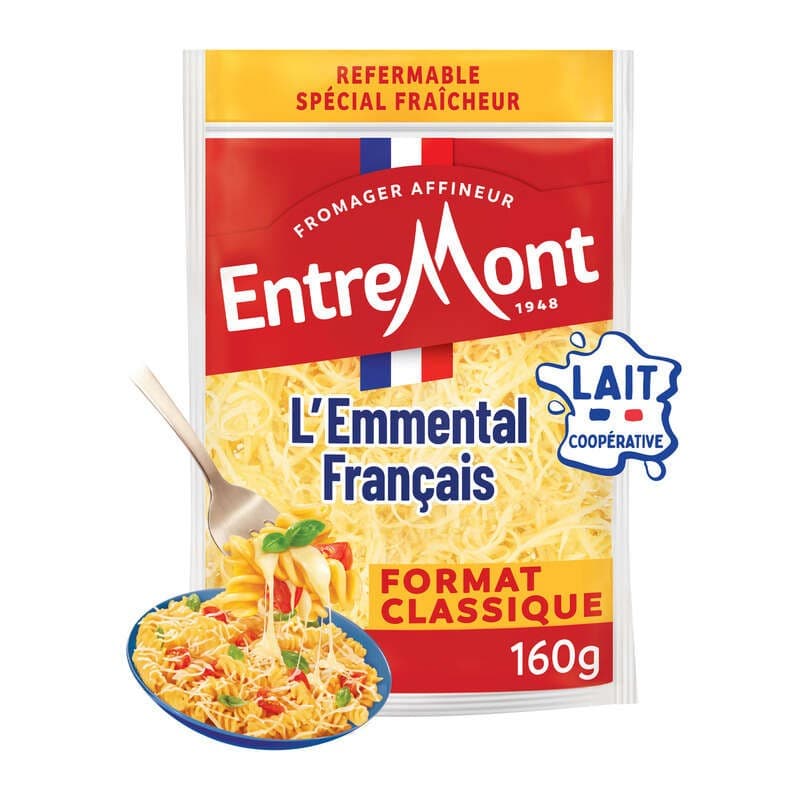 EntreMont L'Emmental Râpé Français Fin Et Fondant 160g