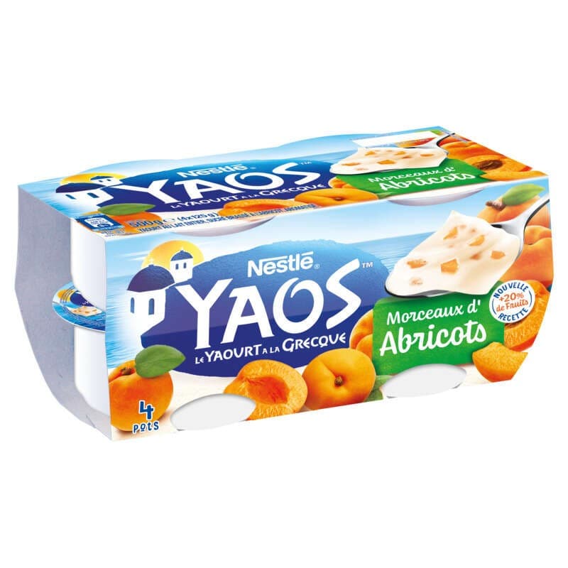 Yaos Yaourt À La Grecque Morceaux Abricots 4x125g
