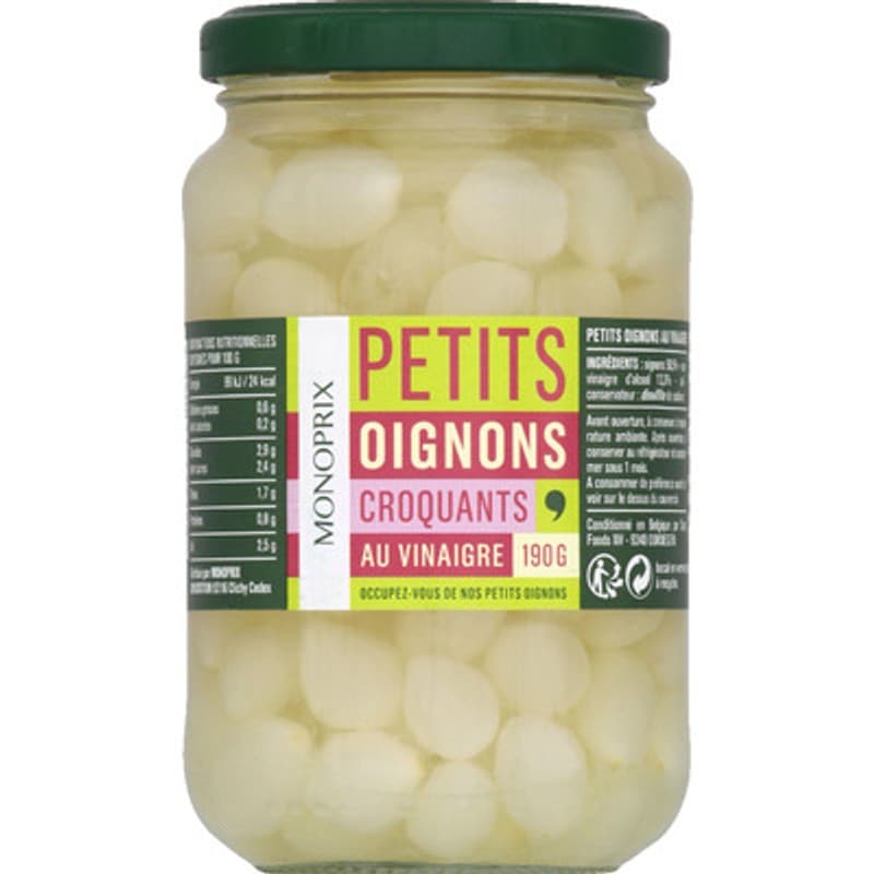 Monoprix Petits oignons croquants au vinaigre 190g
