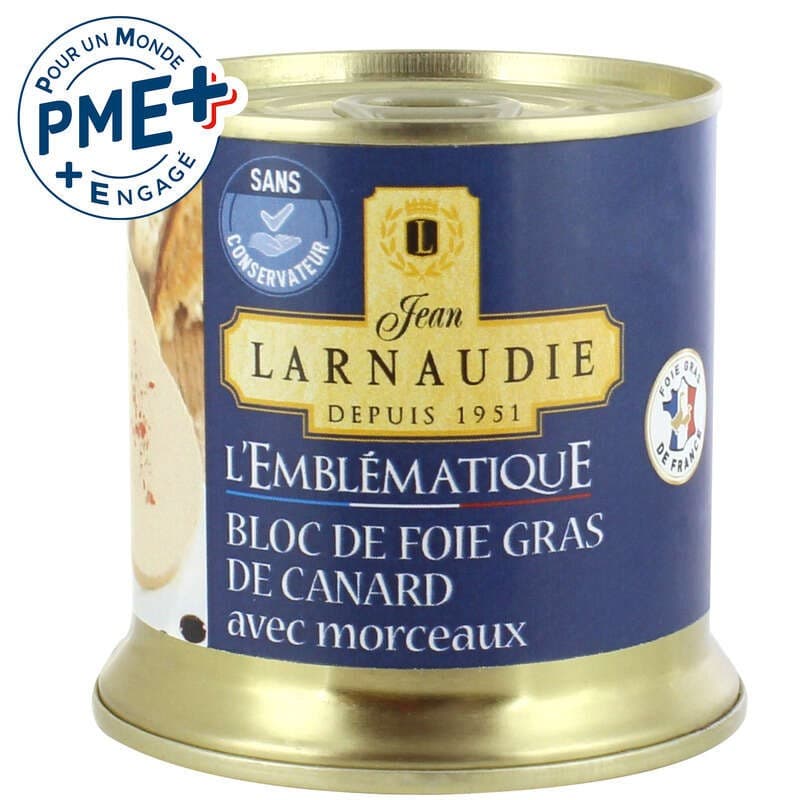 Jean Larnaudie Bloc de foie gras canard 30%Avec Morceaux l'Emblématique 200g