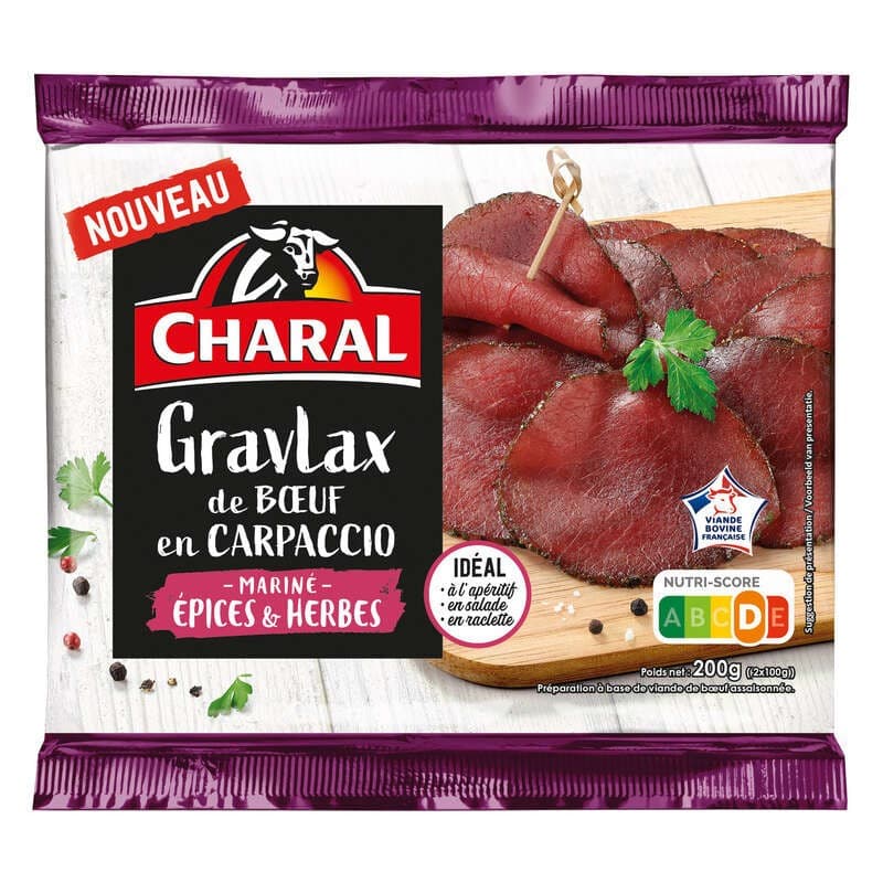 Charal Gravlax de Bœuf en carpaccio Mariné épices & Herbes 200g