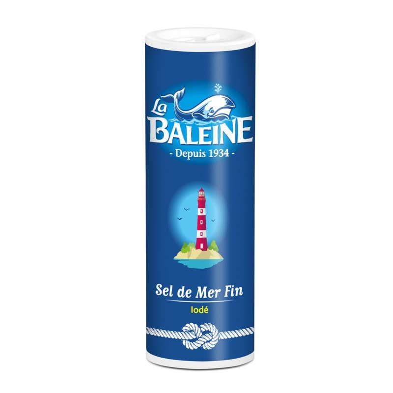 La Baleine Sel de mer fin iodé de Méditerranée salière 250g