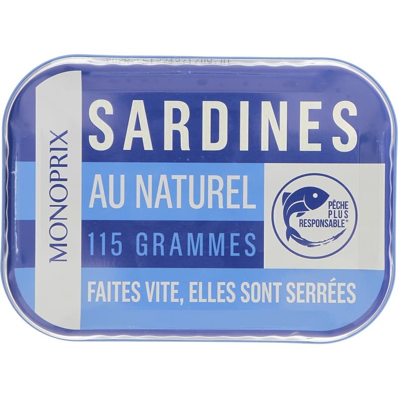 Monoprix Sardines au Naturel Pavillon France 115g