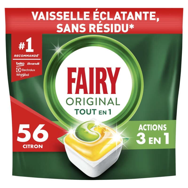 Fairy Capsules Lave-Vaisselle Tout en 1 Citron x56 Lavages