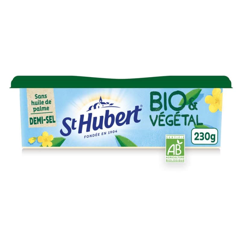 St Hubert Margarine allégée Demi sel à tartiner et à cuire Bio 230g