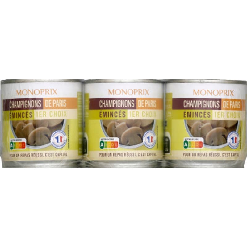 Monoprix Champignons de Paris émincés 3x115g
