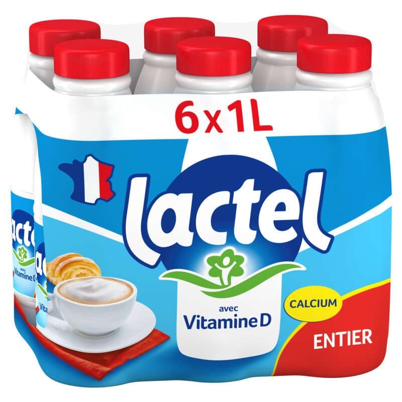 Lactel Vitamine D Entier Bouteille 6x1L